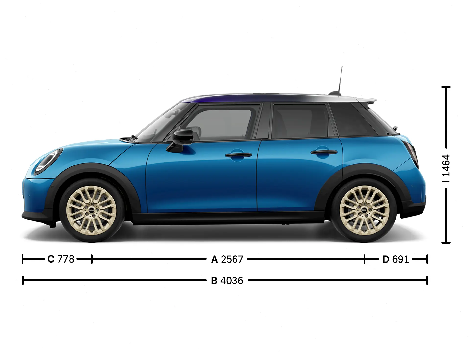 MINI Cooper 5 Porte- Dimensioni Lati