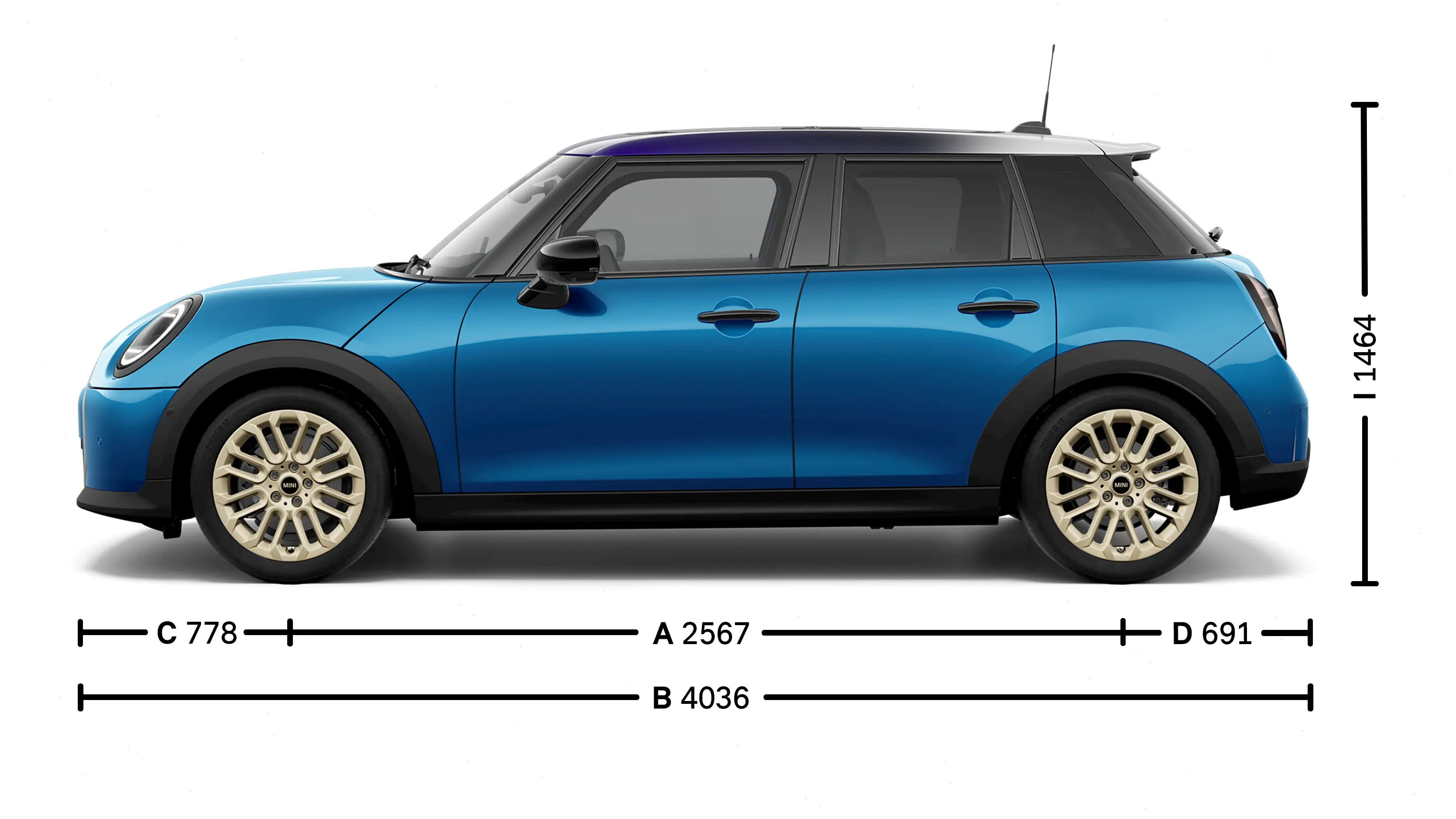 MINI Cooper 5 Porte- Dimensioni Lati