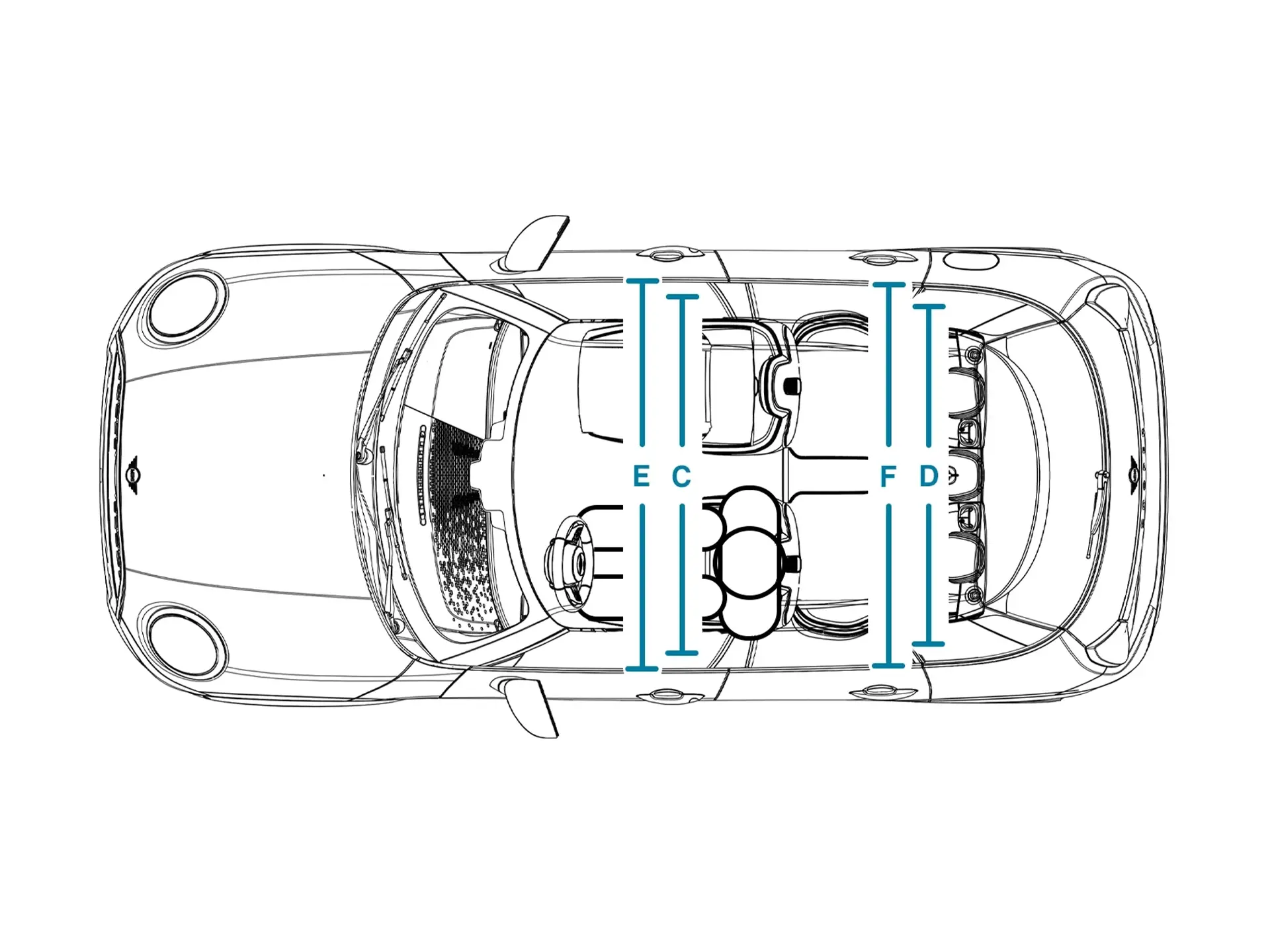 MINI Cooper 5 Porte - Dimensioni Capote Interno