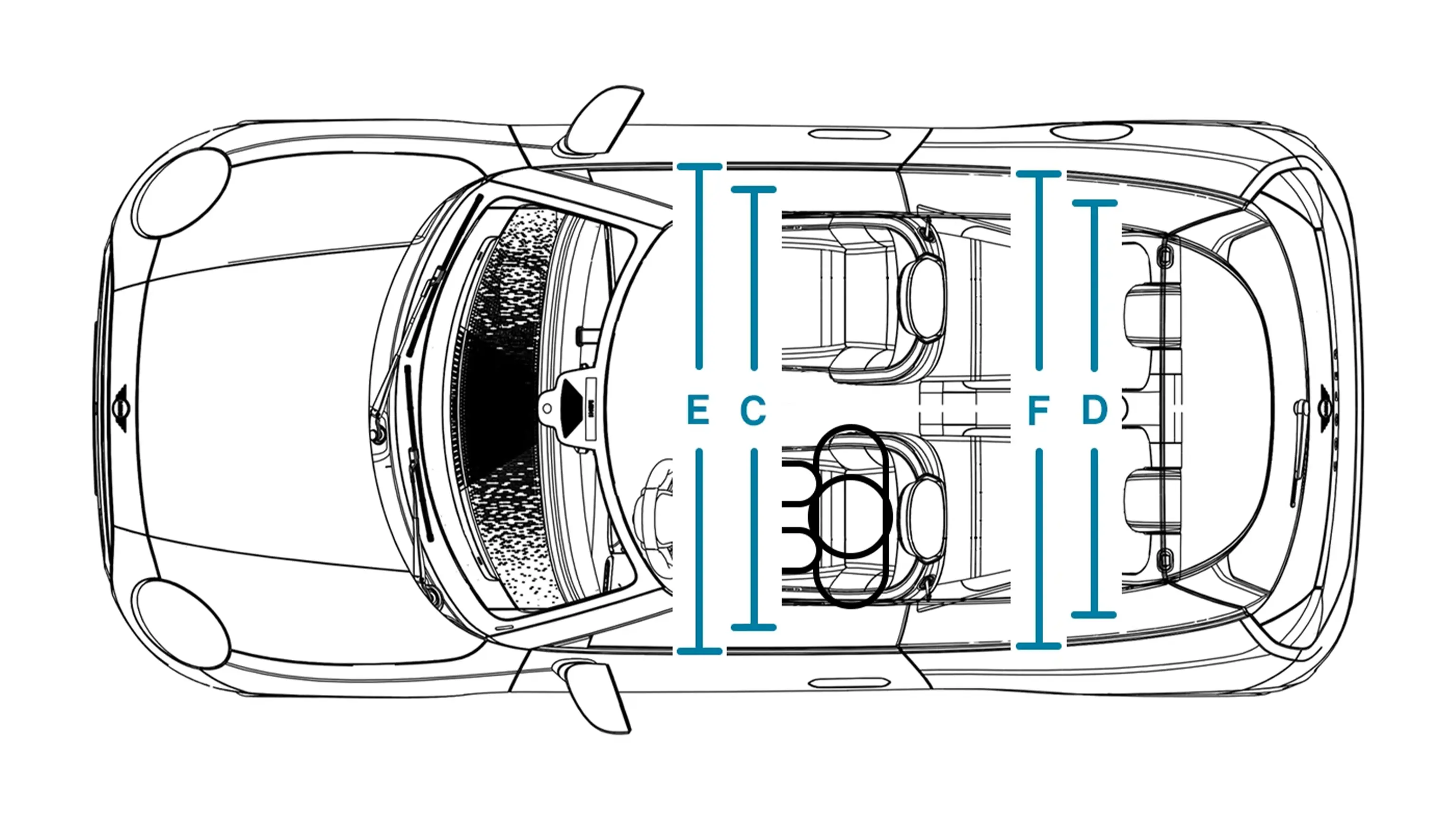 MINI Cooper Electric - Dimensions ciel de toit