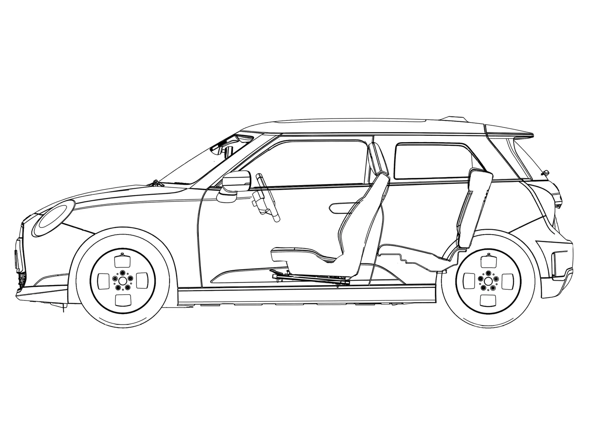 All-Electric MINI Cooper - Disegno Vista laterale