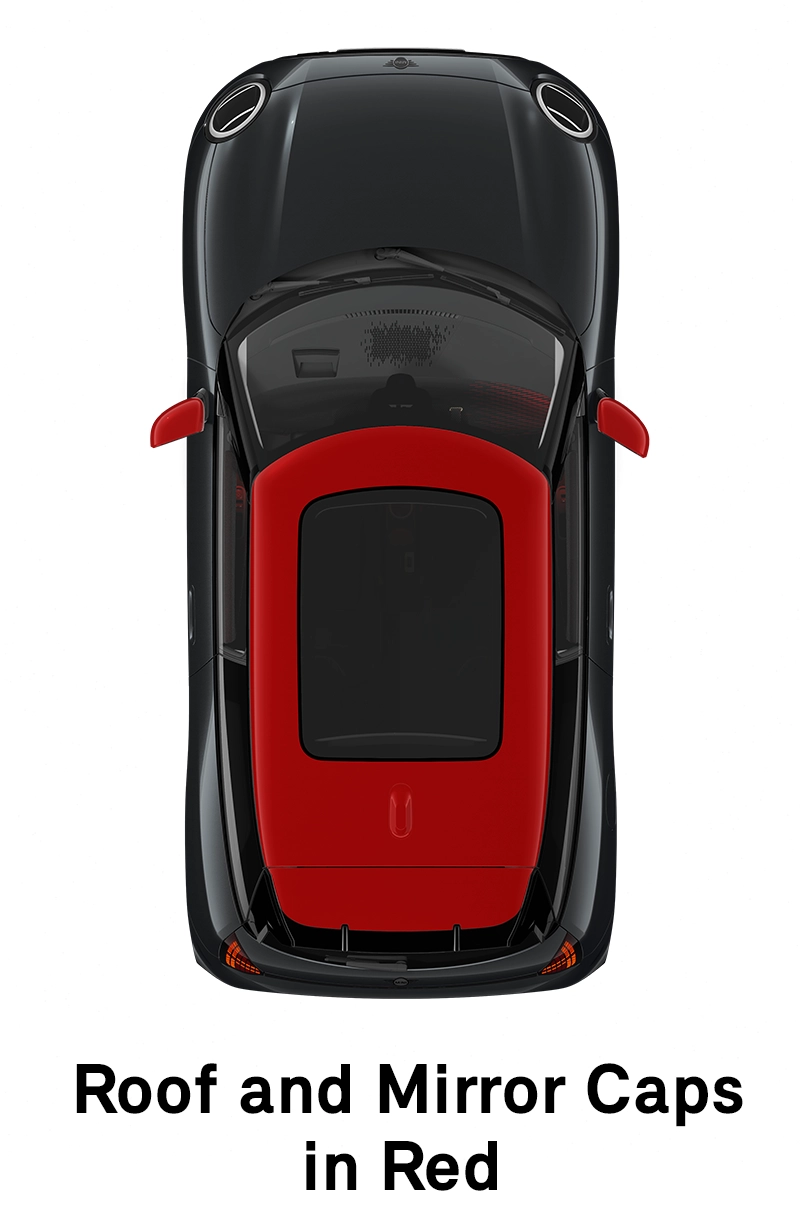  MINI – Ausstattung – JCW Trim – Dach und Spiegelkappen in Rot