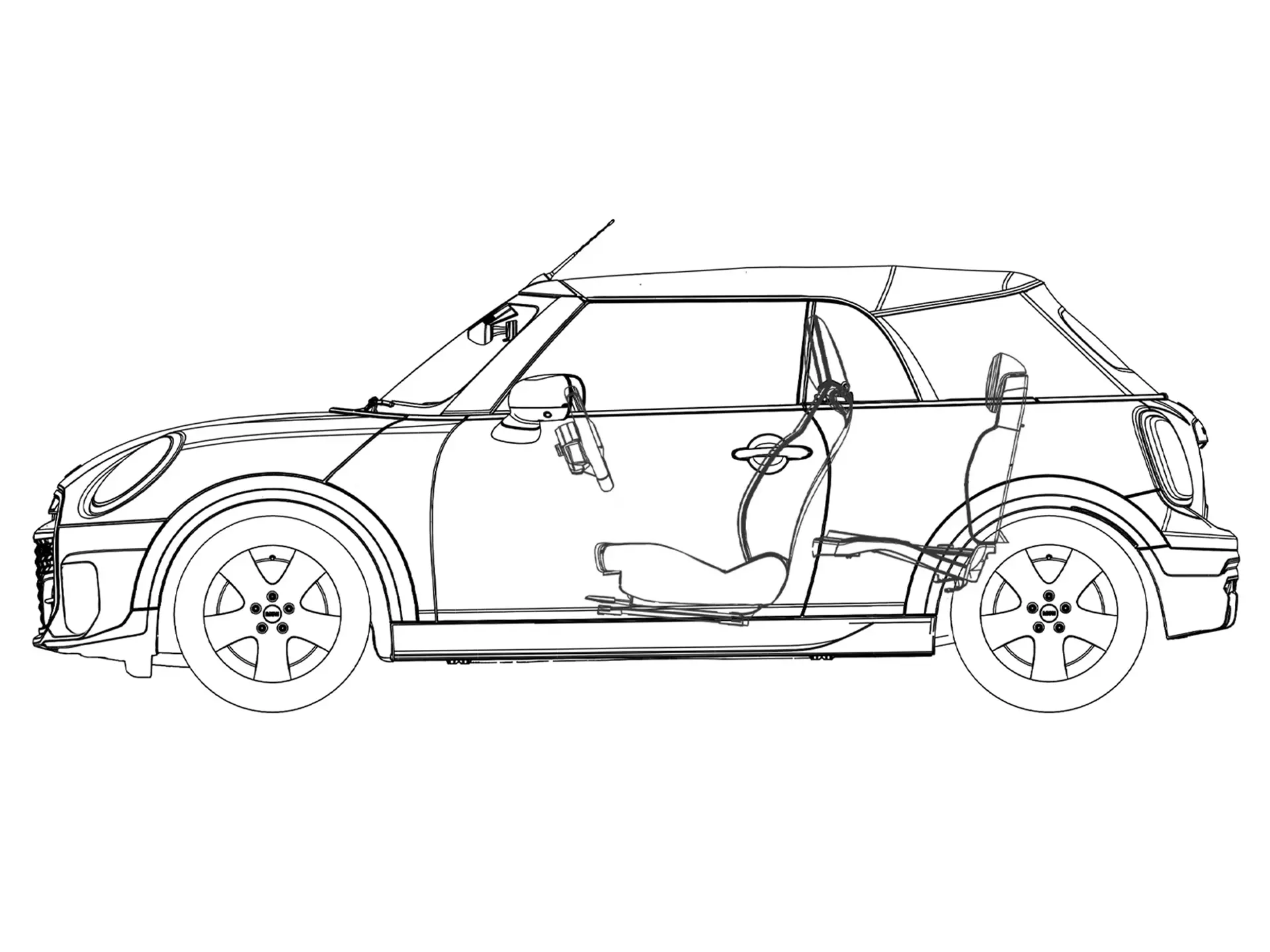 MINI Cooper Cabrio - Disegno vista laterale