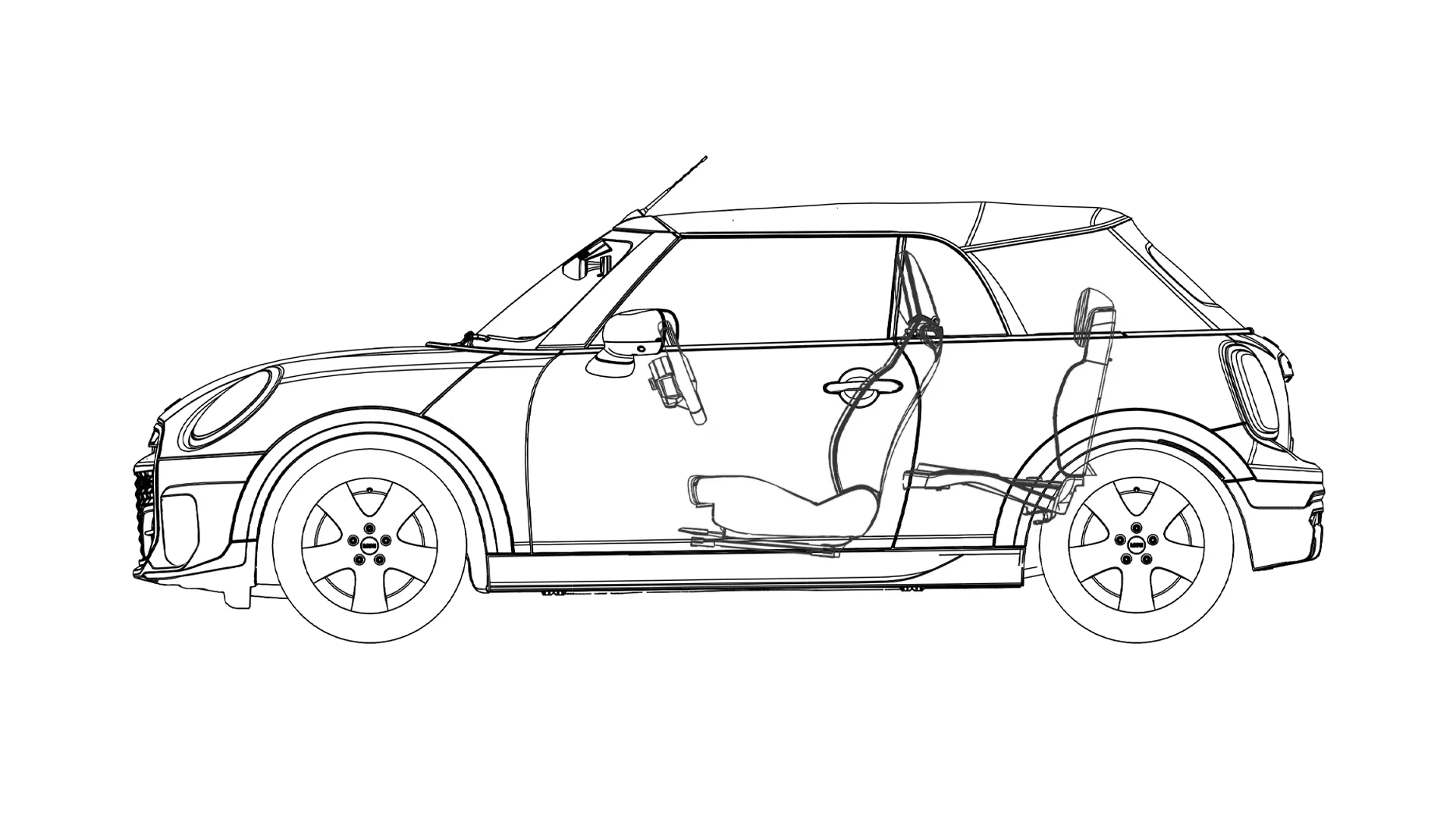 MINI Cooper Cabrio - Disegno vista laterale