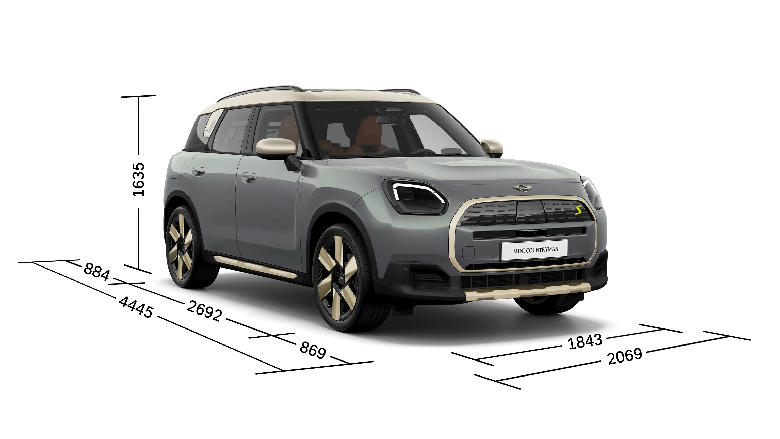 All-Electric MINI Countryman - Cista anteriore con dimensioni