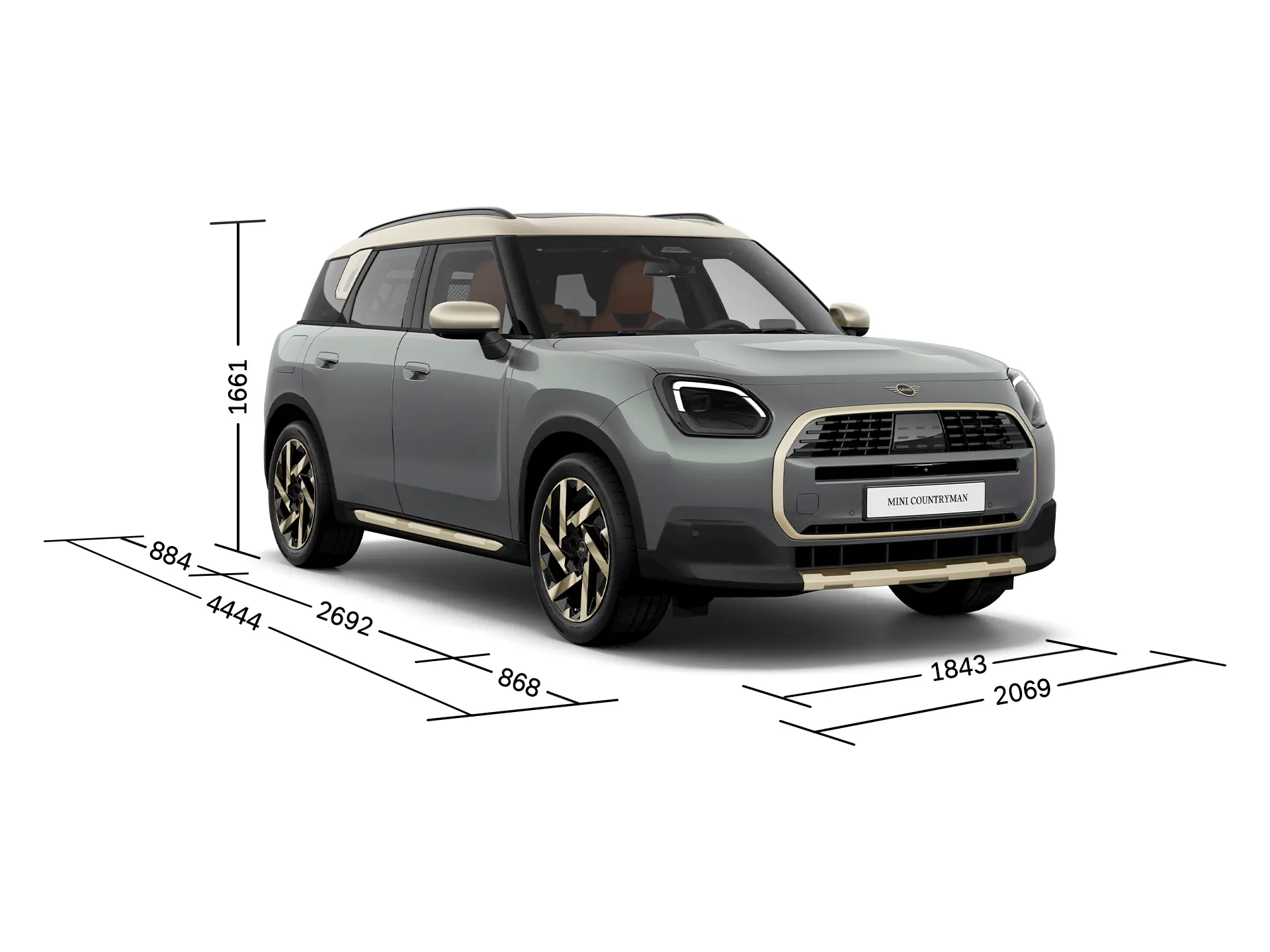 MINI Countryman - Vista frontale con dimensioni
