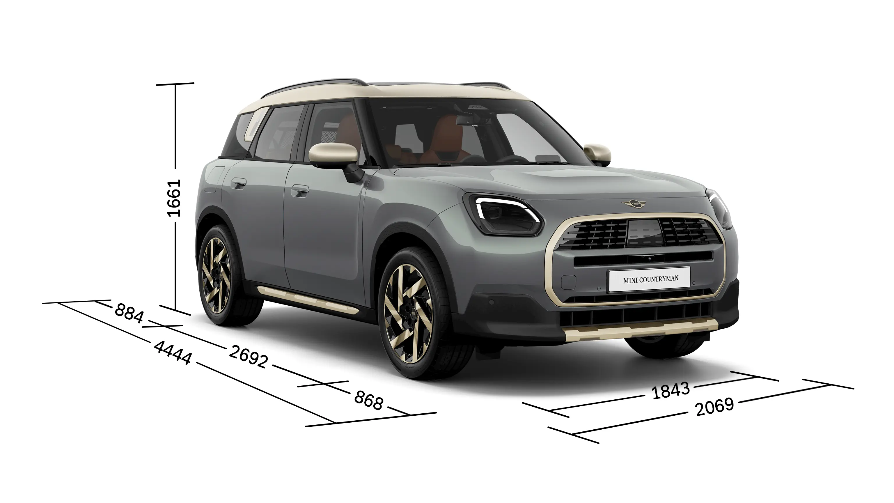 MINI Countryman - Vista frontale con dimensioni