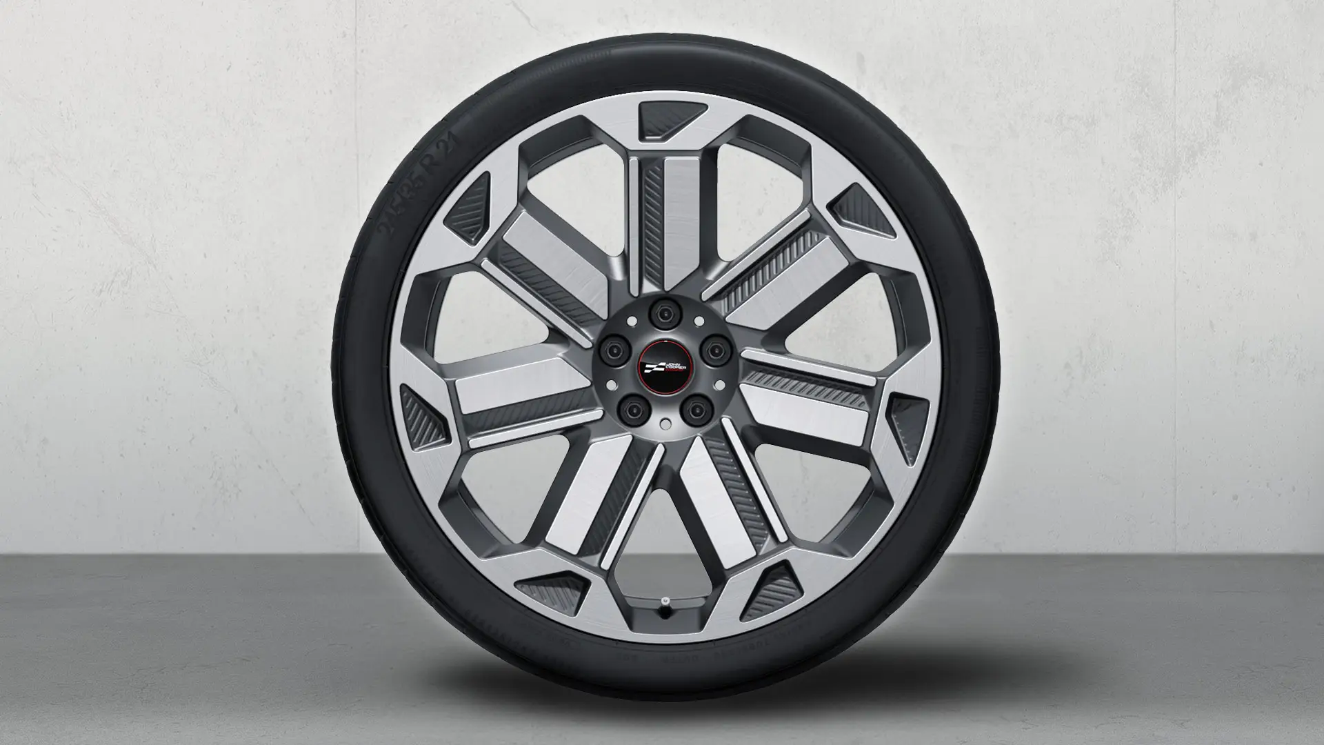 Cerchi in lega JCW da 21" Rallye Spoke 950 Bicolor (Frozen Gunmetal Grey, lucidato), set completo di ruote estive