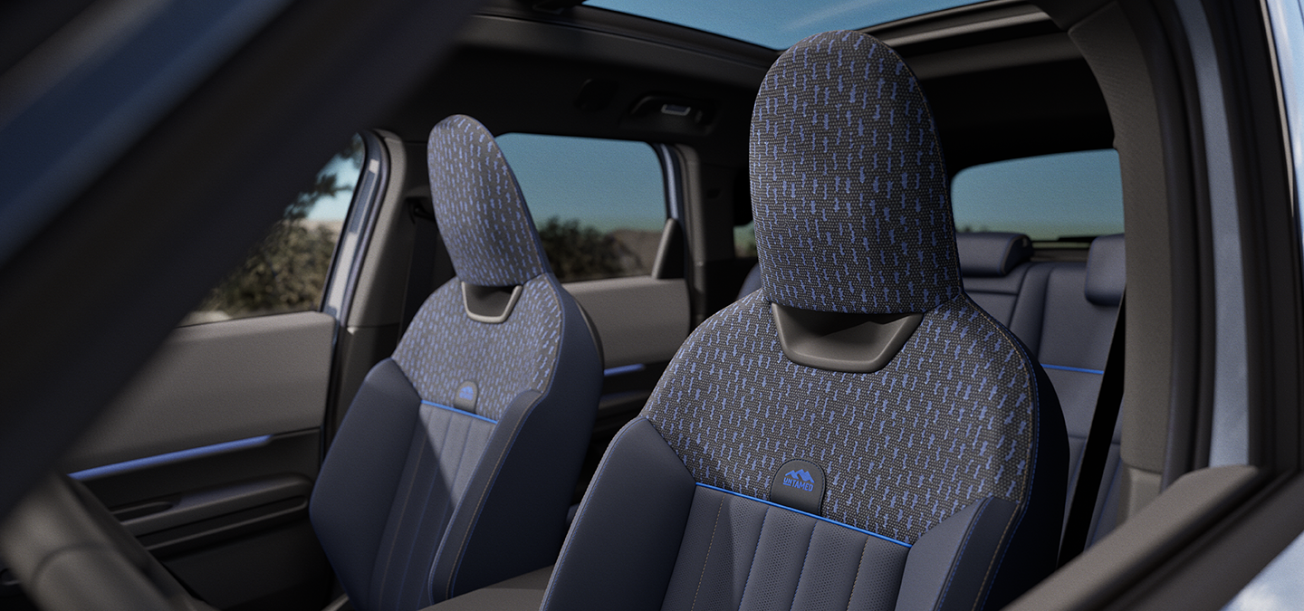 Bild vom Innenraum des MINI Countryman Untamed Edition, auf dem die Sitze zu sehen sind.