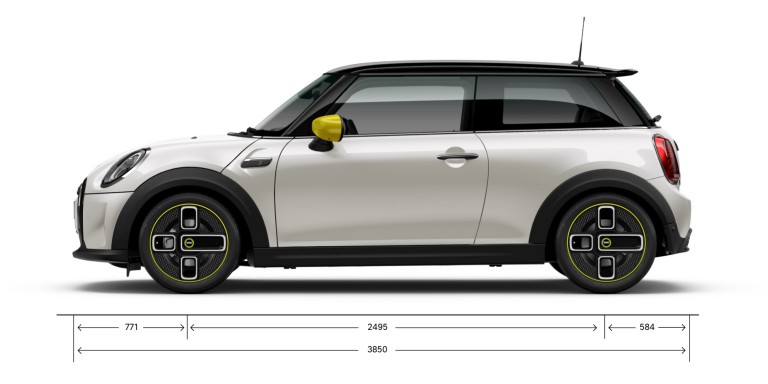 MINI 3 door Cooper SE – vue latérale – dimensions