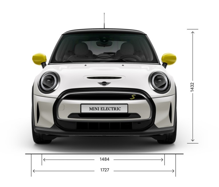 MINI 3 door Cooper SE – vue avant – dimensions