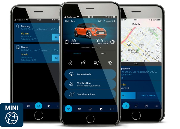 MINI CONNECTED APP – connectivity – navigation and remote services