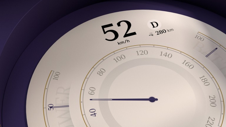 Il display circolare MINI visualizza l’indicatore di velocità in Timeless Mode