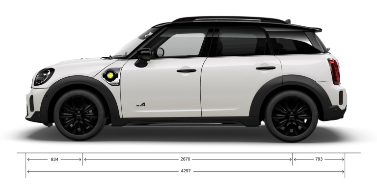 MINI Cooper SE Countryman All4 – vista laterale – dimensioni