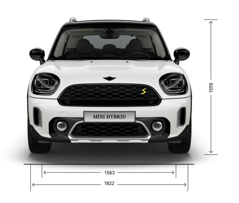 MINI Cooper SE Countryman All4 – vista frontale – dimensioni